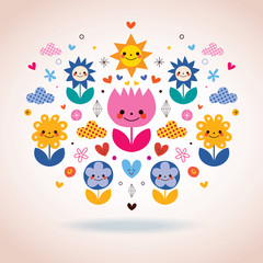 cute cartoon flowers illustration