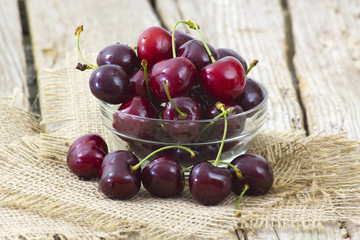 fresh cherries in a bowl