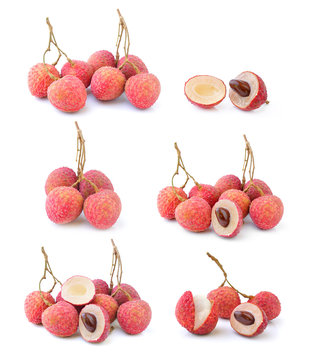 lychees isolated on white background