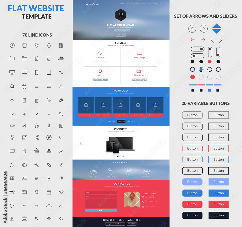 Sticker website interface template- one page