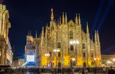 Fototapeta na wymiar Night view of Milan Cathedral, Italy