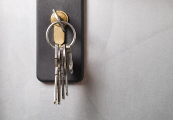 Keys stuck in a lock.