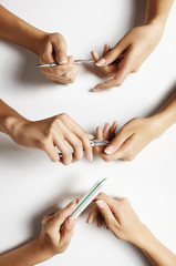 set with a female hands, making manicure