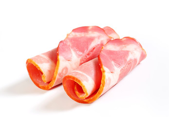 Slices of smoked pork - rolled up
