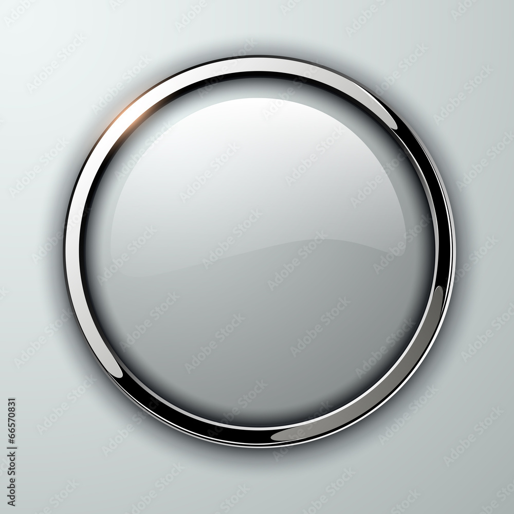 Poster glossy button, transparent with metallic elements