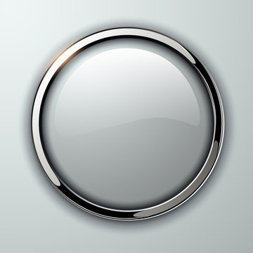 Glossy button, transparent with metallic elements