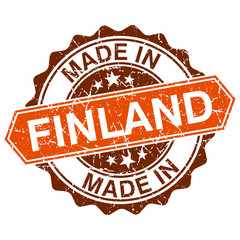 Made in Finland vintage stamp isolated on white background