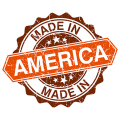 Made in America vintage stamp isolated on white background