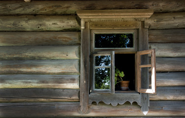 Window of old wooden house
