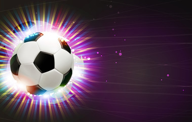 Naklejka premium Soccer ball and fireworks
