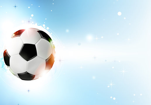 Soccer ball on  blue background