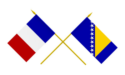 Flags, France and Bosnia and Herzegovina