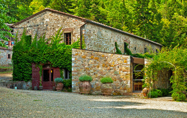 Elegant covered terrace in Tuscany, Italy