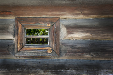 Window of old wooden house