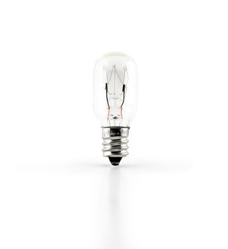 Light bulb and reflection on white background