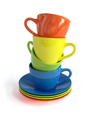 Colorful cups isolated