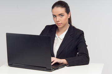Business lady with laptop