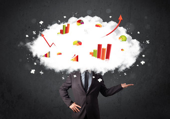 Modern business man with a graph cloud head
