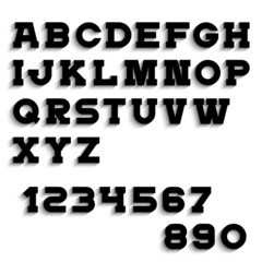 Alphabet letters with shadow and numbers