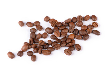 The coffee beans isolated on white