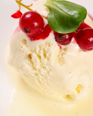 Vanilla ice cream with currant