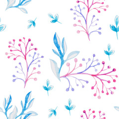 Fototapeta na wymiar Floral watercolor seamless pattern