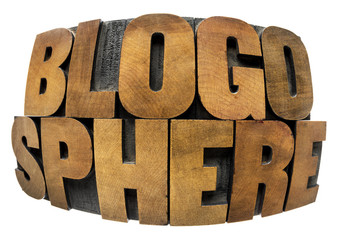blogosphere word in wood type