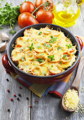 Vegetable baked with tomato and cheese