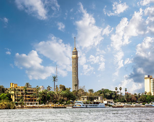 Cairo Tower, Cairo on the Nile in Egypt - obrazy, fototapety, plakaty