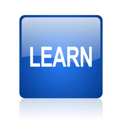 learn blue glossy web icon
