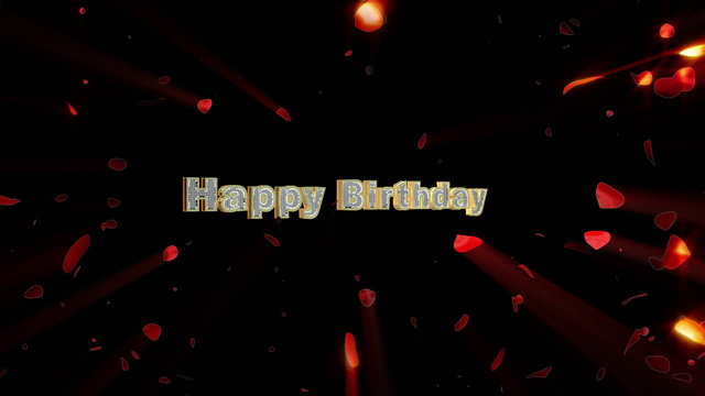 Happy Birthday and rose heart exploding, shine