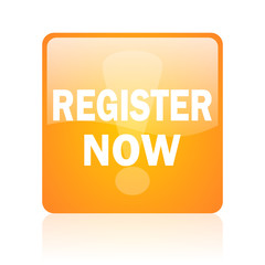 register now computer icon on white background