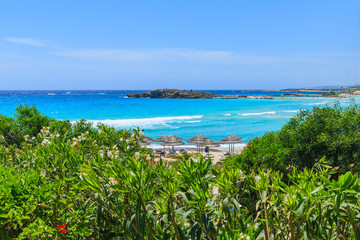 A view of a azzure water and Nissi beach in Aiya Napa, Cyprus