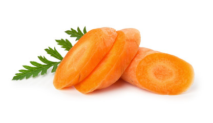tasty slice carrot on the white background