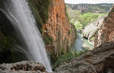 Beautiful waterfall l inside the monastery piedra.Zaragoza.Spain