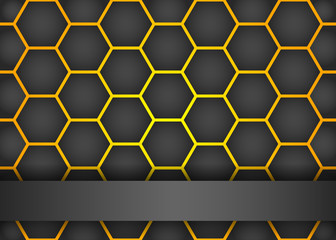 Modern black background with hexagon