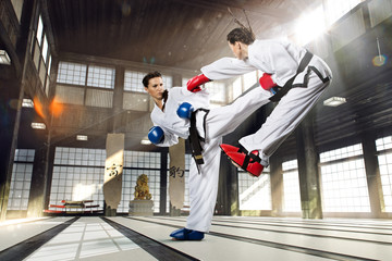 Karate woman in action
