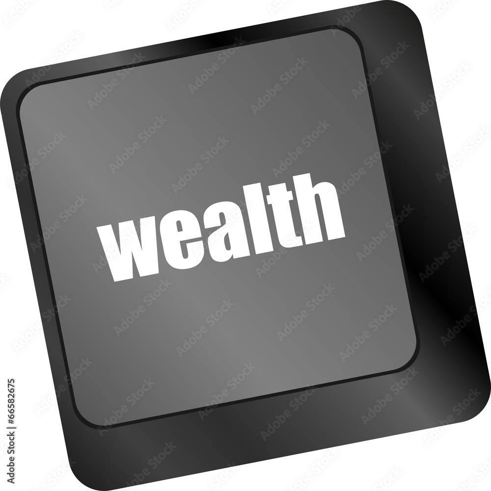 Poster cloud icon with wealth word on computer keyboard key