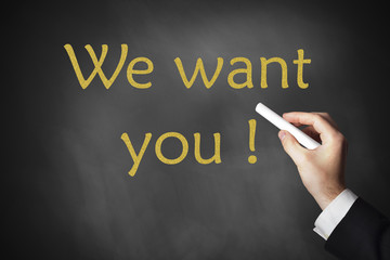 hand writing we want you on chalkboard