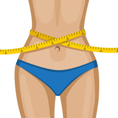 Women's waist with a measuring tape