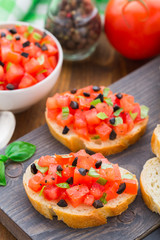 Italian bruschetta with tomatoes and basil