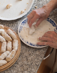 Preparing a homemade croquettes.