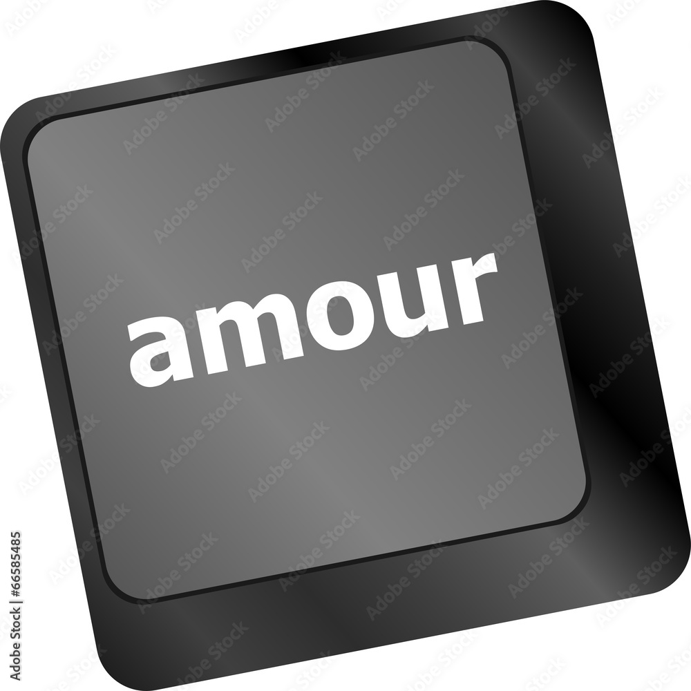 Poster computer keyboard with amour word on enter button