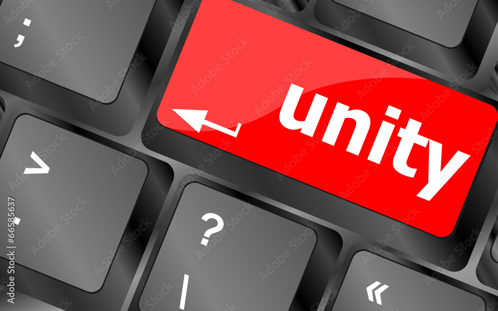 Poster unity word on computer keyboard pc key