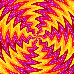 Sunburst rays of red, yellow, orange and pink swirls background