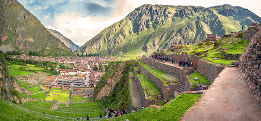 Ollantaytambo, old Inca fortress in the Sacred Valley in the And - 66585877