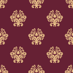 Beige floral seamless pattern on maroon background