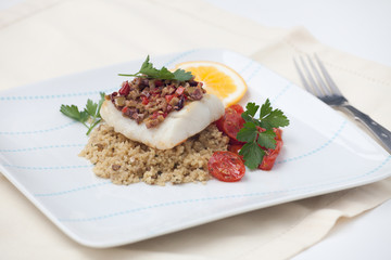 Halibut with Olive Tapenade Crust