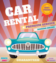 Car rental retro poster