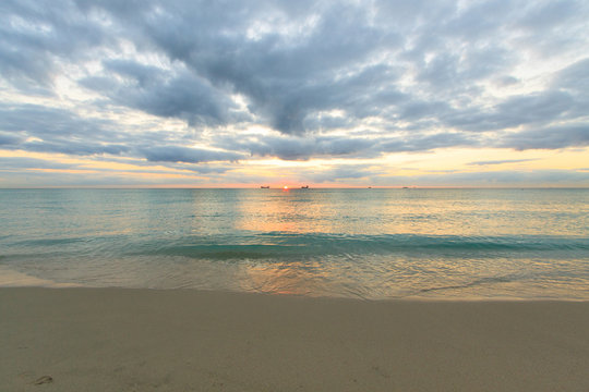 Color DSLR image of dawn on the Atlantic Ocean, South Beach, Miami, Florida